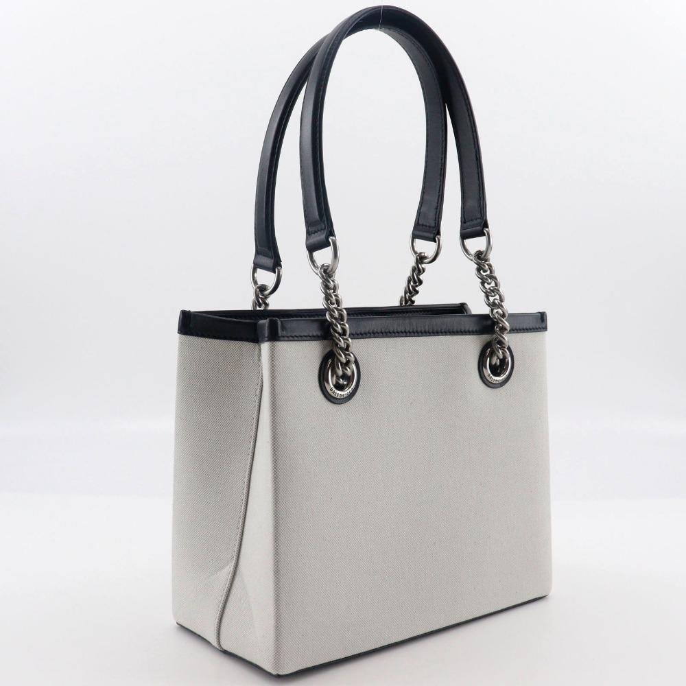 BALENCIAGA Small tote Tote Bag 7599412AAOK9260 logo Light gray Nylon canvas Women Used