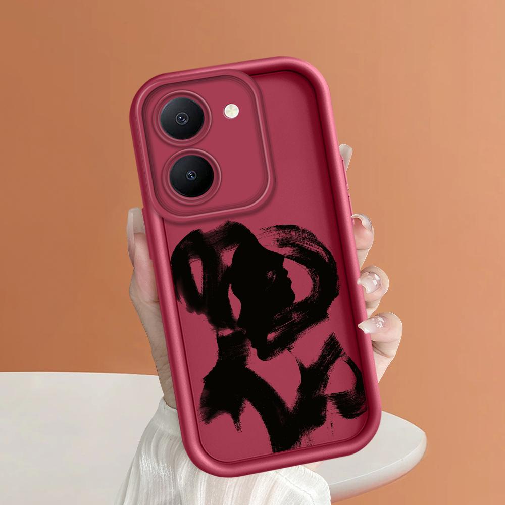 Soft Silicone Square Ladders Cartoon Pattern Full Cover Camera Protection Shockproof Case for iPhone Infinix Tecno Vivo