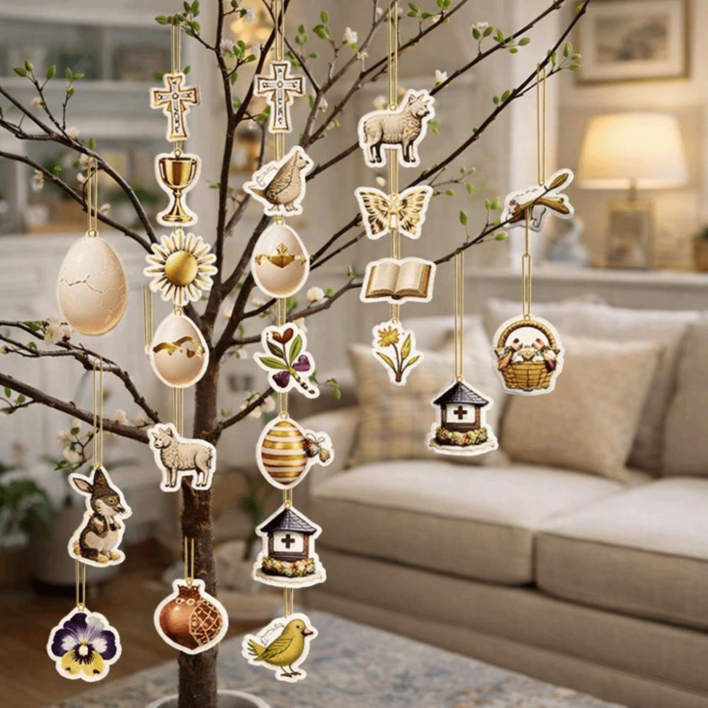 Creativity Acrylic Easter Pendant Surprise Holiday Keepsake Rabbit Advent Calendar Decorative Countdown Calendar Pendant Gifts