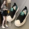One Pedal Casual Lazy Thick Bottom Shell Head Dissolve Canvas Shoes Small White Shoes Skate Shoes Women  New All -Match Summer