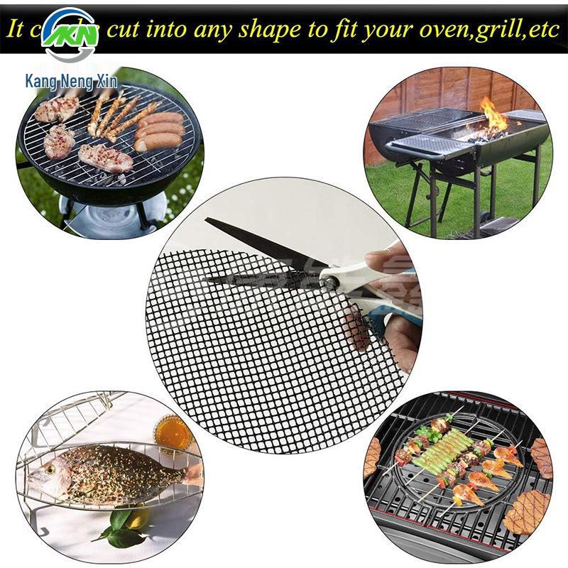High-Temperature Non-Stick BBQ Teflon Baking Mat and Barbecue Bag Round φ30cm Black/Brown 29g