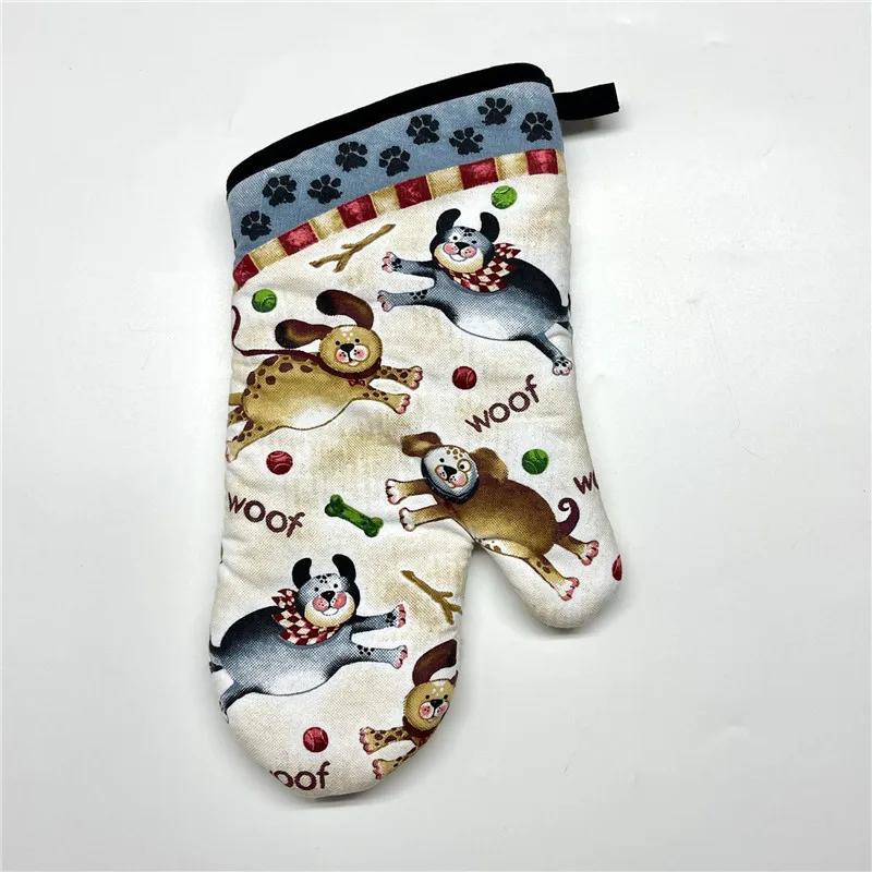 1Pc 18x33cm Cotton Retro Printed Thicken Kitchen Baking Oven Mitts Anti-Hot Microwave Insulation Glove Pad