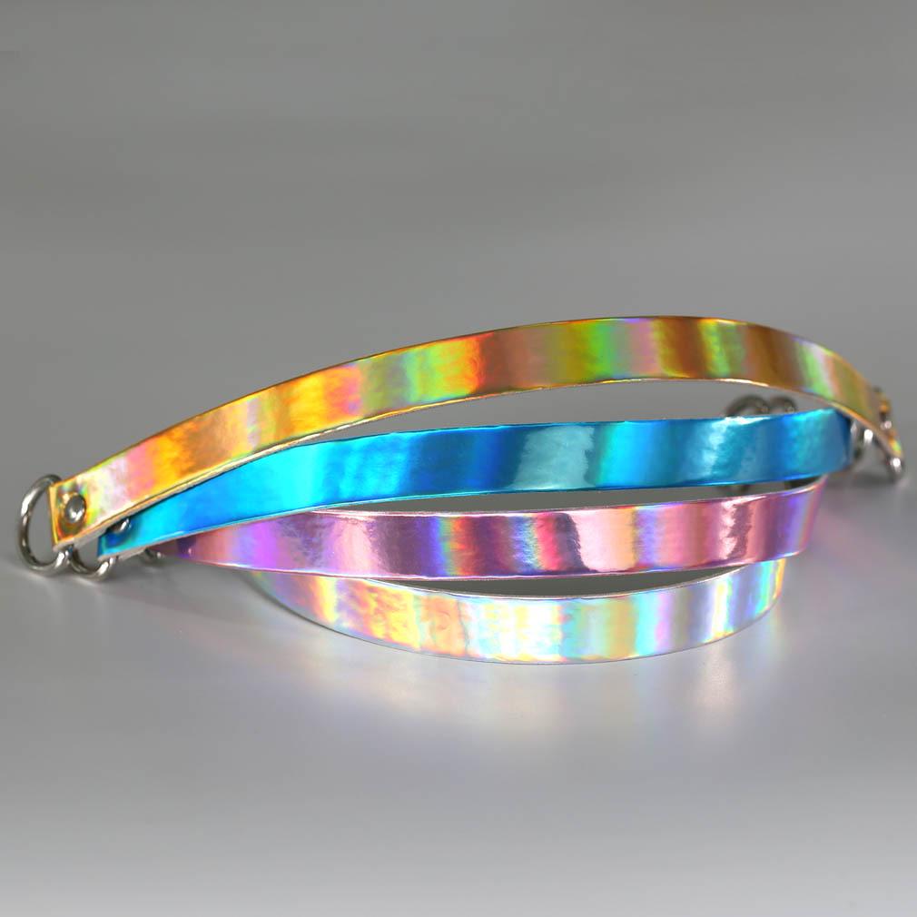 Laser Glow Heart Lock Choker, Punk Luminous Concentric Heart Lock Neckband