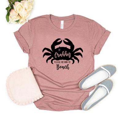 If Crabby Please Return To Beach TShirt Crab Shirt Vacation Tshirt Funny Beach Graphic Tee Unisex T Shirt Short Sleeve Tshirt