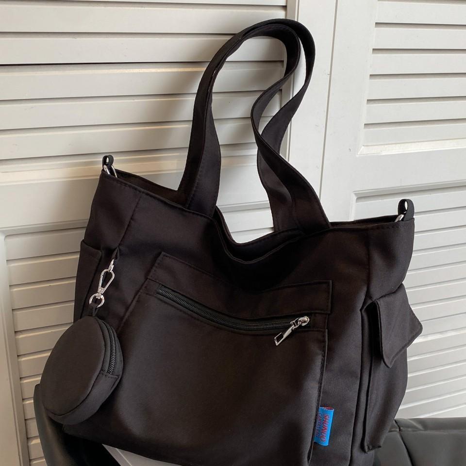 Simple Solid Color Large Capacity Women Casual Oxford Cloth Tote Bag For Daily Use