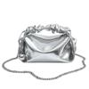 Chic Silver Chain Strap Bag For Women Soft Fabric Casual Fashionable Daily Accessory