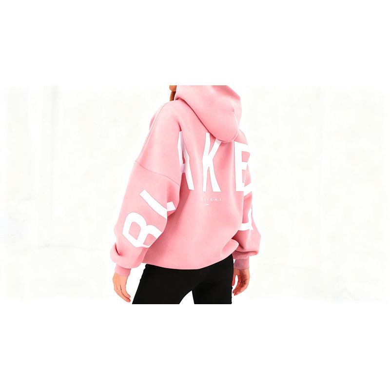 Felpa con cappuccio unisex in velluto e cotone 2025 Europe Cross TK Plus - Versatile per l'autunno, Stampa con lettere grandi