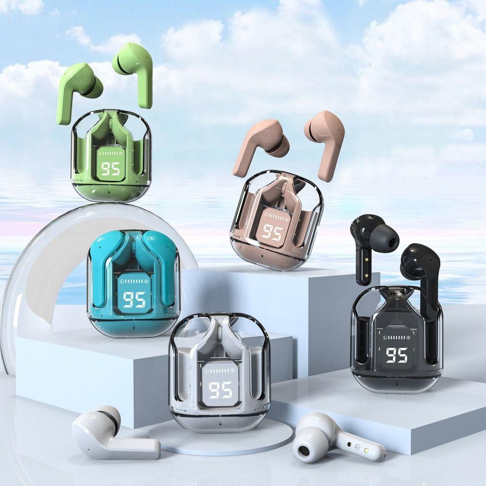 With Charging Case Wireless Earbuds Transparent Cordless Earbud In Ear Headphones  Listening Music
