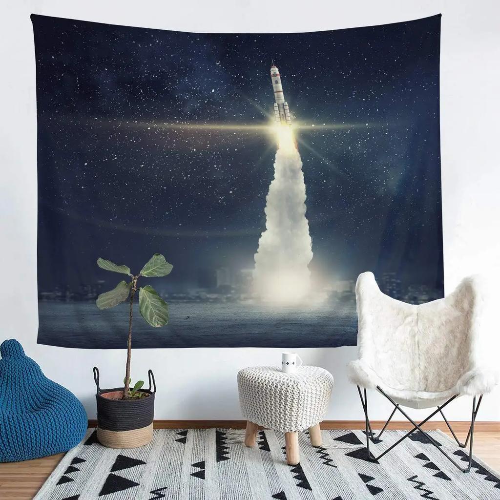 Rocket Tapestry Spaceship Shuttle Galaxy Tapestry Universe Travel Tapestry Wall Hanging for Bedroom Living Room Dorm Home Decor