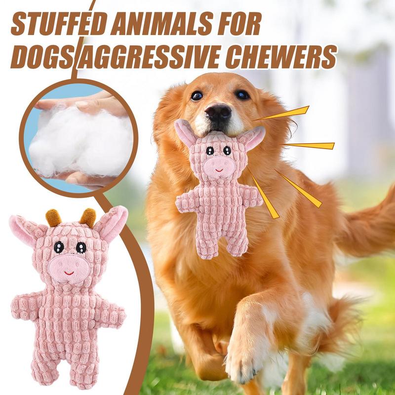 Plush Squeaky Dog Toys Tough Dog Stuffed Squeaky Animal Pet Indestructible Toys For Aggressive Chewing Indoor Enrichment