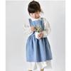 Kawaii Japanese Style Kids Apron Dress Solid Color Cotton Coffee Aprons Cross-back Soft Gardening Overalls for Painting Baking