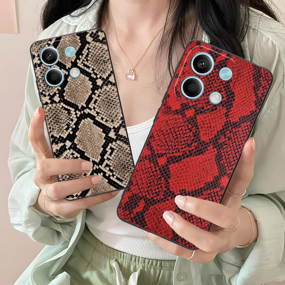 Luxury Snake Skin Texture Phone Case for Xiaomi Redmi Note 14 13 12 11 S Pro Plus 4G 5G Colorful Printing Cover Cover Cellphones