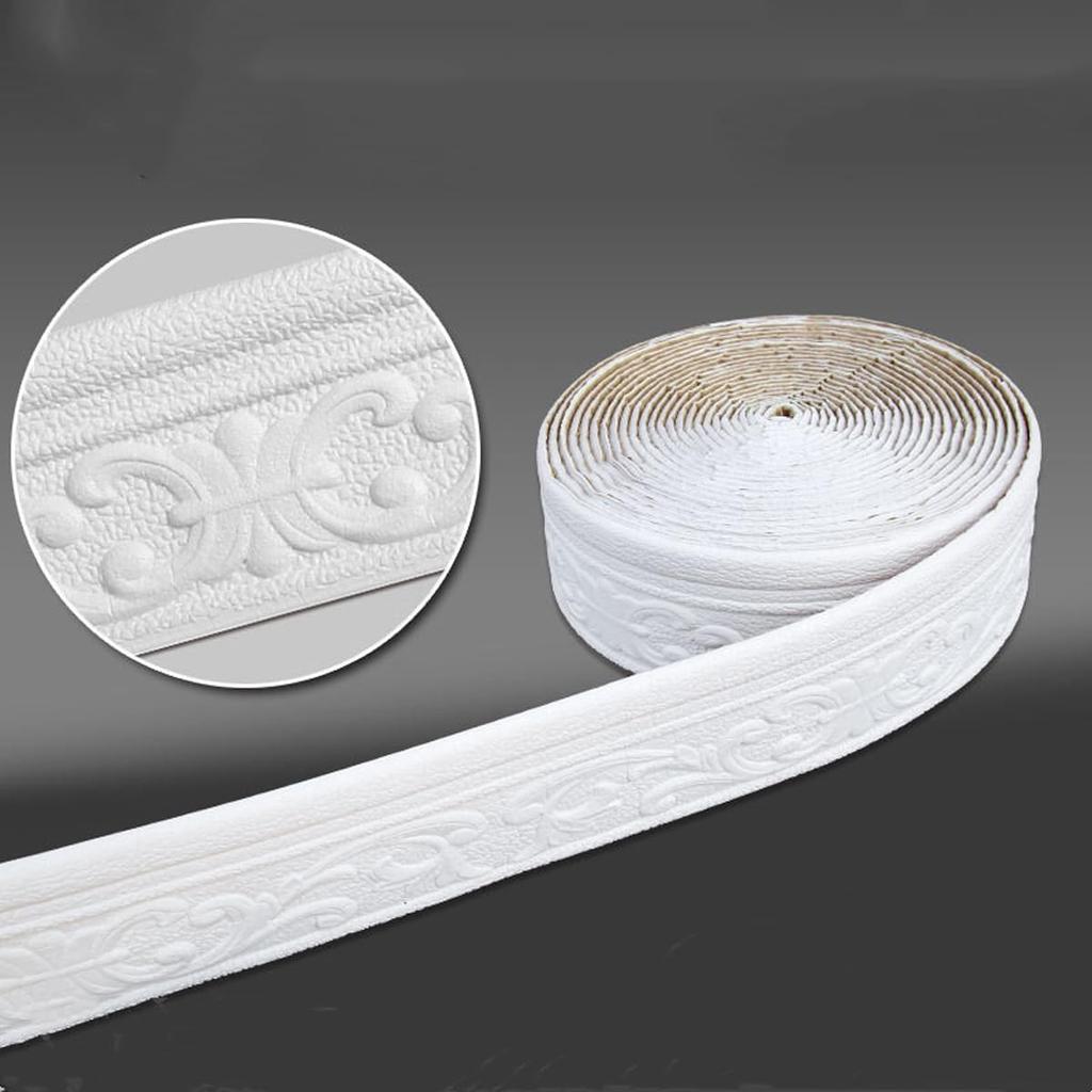 1pc 8cmx2.3m Self-Adhesive 3D Wall Trim Strip Home Decor Wall Molding Line DIY Baseboard Ceiling Trim Sticker Widening Decor