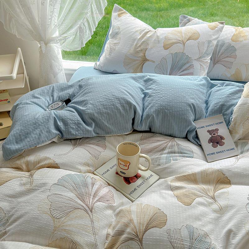 

Весенне-летний комплект из четырех предметов класса А для беременных и младенцев из стиранного хлопка для общежития, чисто хлопковое односпальное покрывало, шапка на кровать, постельное белье 2.0m Sheet 4pc quilt 2*2.4m