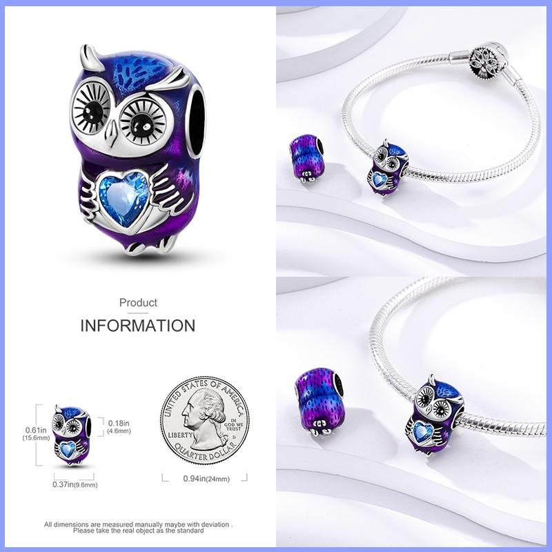 Prawdziwe 925 Sterling Silver kolorowy motyl sowa wróżka wisiorki koraliki Fit Fasion 925 oryginalne bransoletki naszyjniki Fine DIY biżuteria