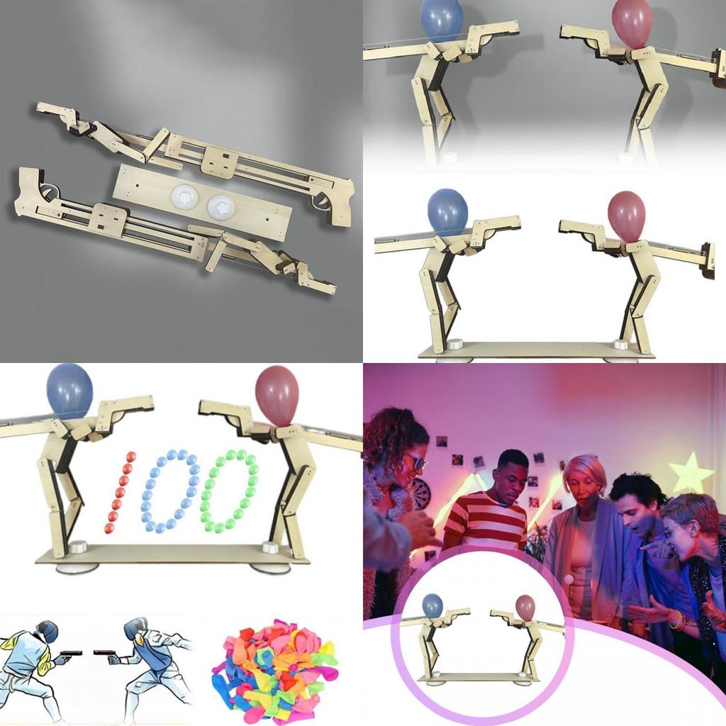 Manual Assembly Wooden Shooting Puppets Balloon Game Children Toys Set For Kids Birthday Gifts And Family Fun