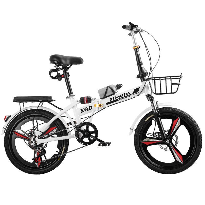 20/22-Inch Portable Folding Bicycle for Adults: No Assembly, Variable Speed, Shock-Absorbing Pedals