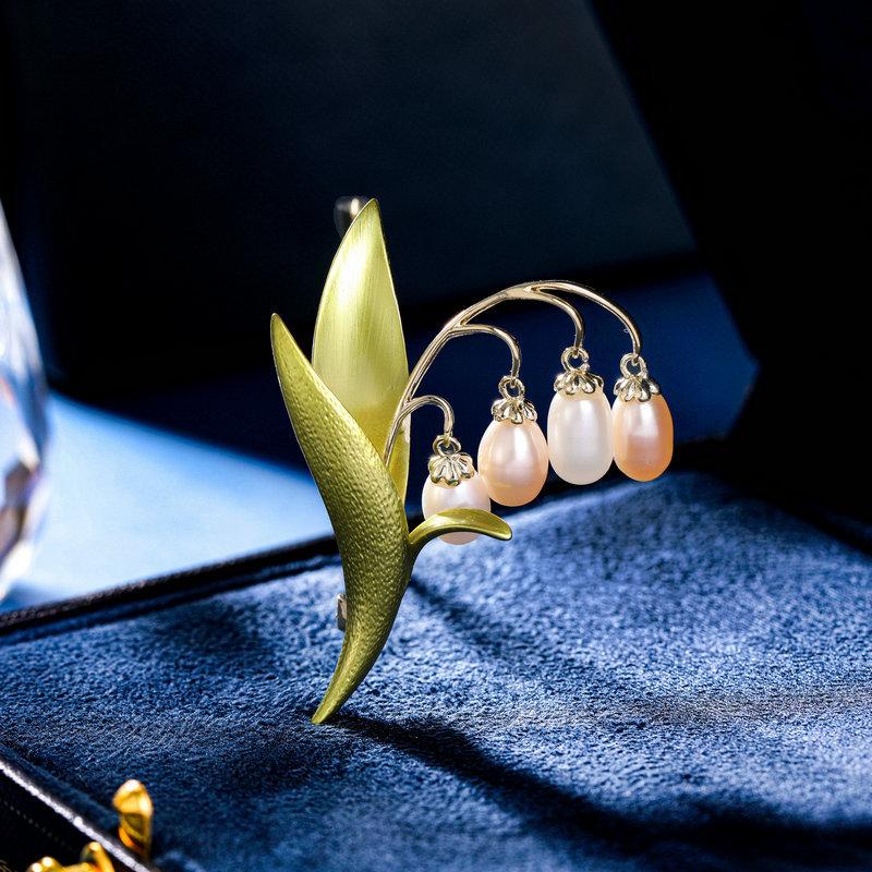 

Винтажные аксессуары для ципао осенне-зимнее пальто корсаж фиксированная булавка пресноводный жемчуг брошь в виде ландыша золотой