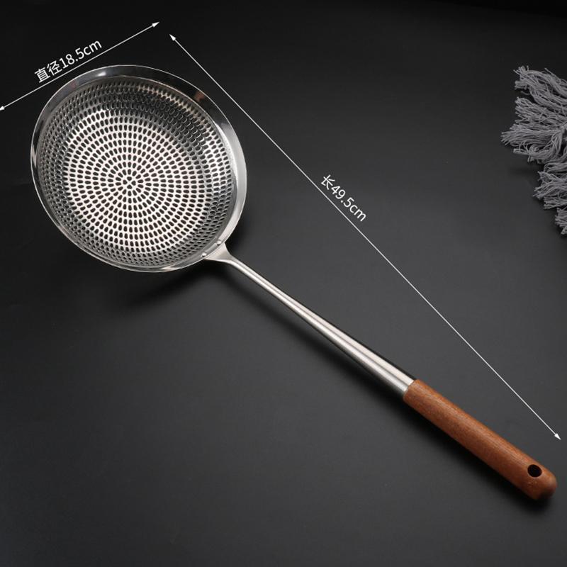 Stainless Steel Pasta Colander Long Wooden Handle Large Noodle Drainer Spoons Cooking Skimmer French Fries Strainer Food Filter