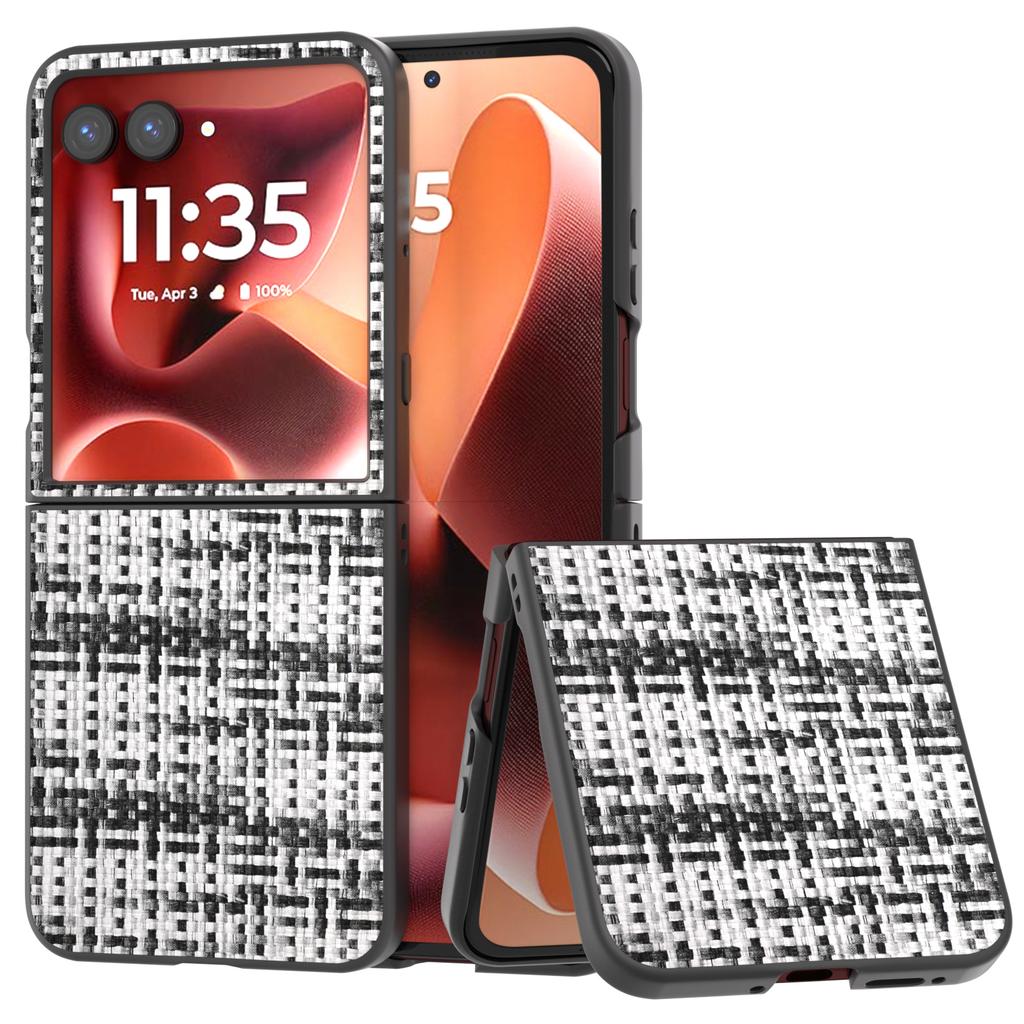 For Motorola Razr 60 Ultra 5G Case Leather+PC Phone Cover Plaid Texture