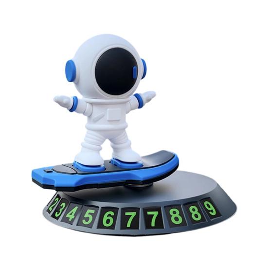 

Rotating Astronaut Dashboard Ornament 2-in-1 Luminous Digital Parking Number Plate with Anti-Slip Base Car Interior Decor Accessories for All Vehicles синий