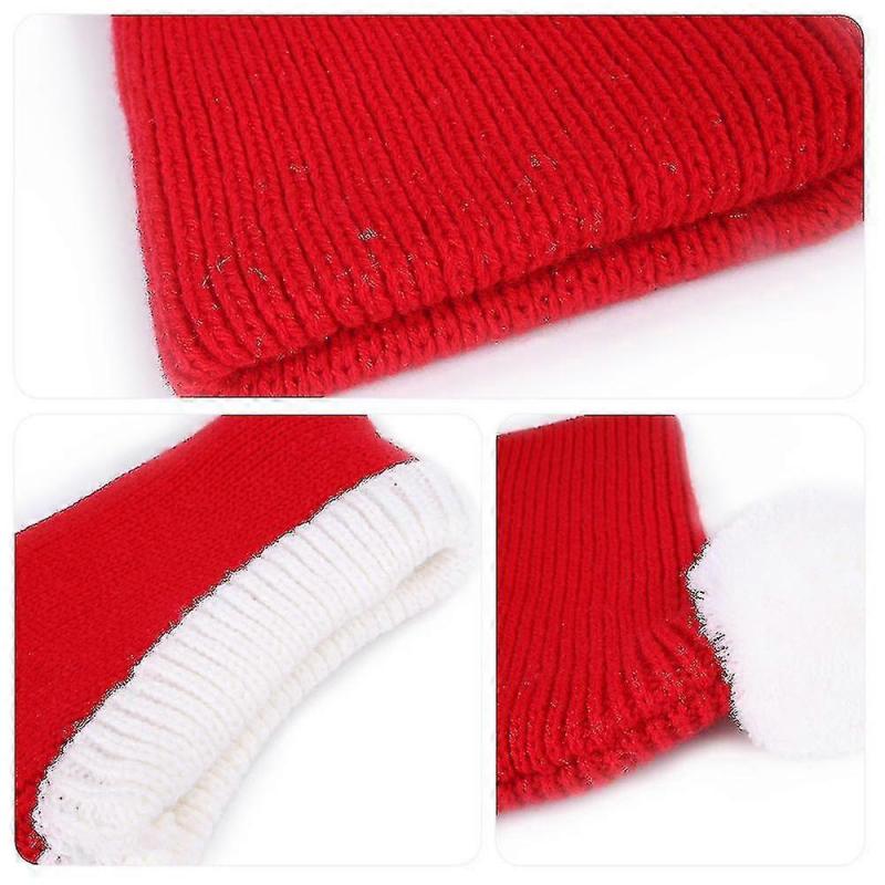 Weihnachts-Hundehut Gehäkelter Snood Lustige Haustierkappe mit Bommel Rot Grün Warmer Winter-Hundehut Strick-Snood Kopfbedeckung