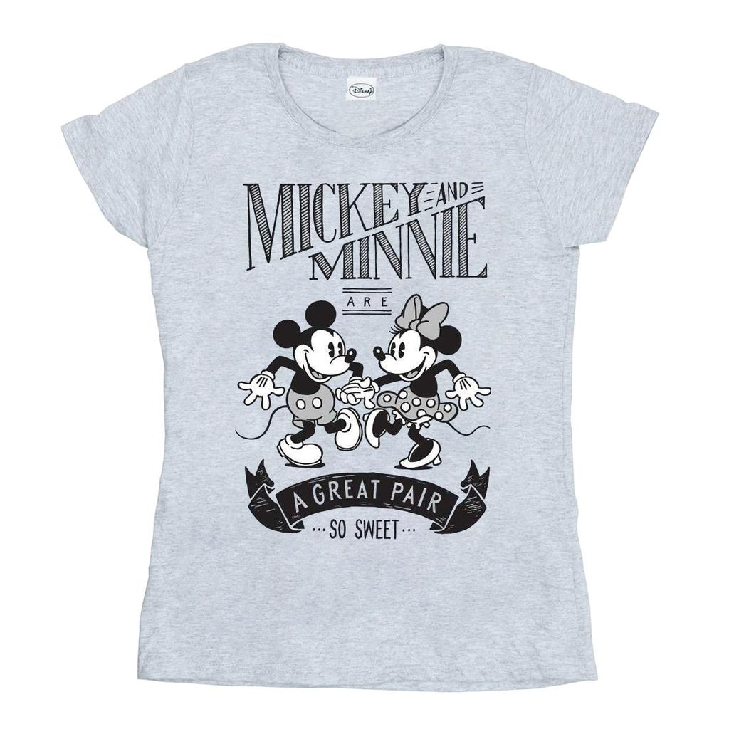 Disney Damen/Damen Mickey und Minnie Mouse Tolles Paar Baumwoll-T-Shirt