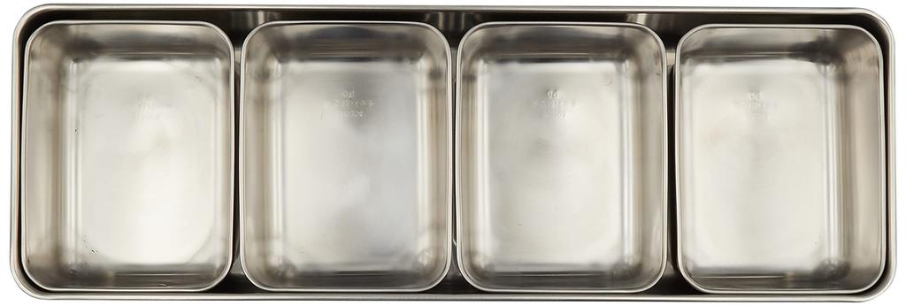 Murano Pressed Spice Stainless Made In AYK6203 Container, 4-Compartment, Long, 21-0 Steel, China,
