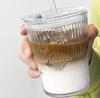 400ml Glasmugg Transparent Läckagesäker Kaffemugg Högtemperaturbeständig Tekopp Vattenflaska Dryckesvaror med Lock och Sugrör