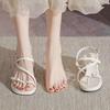 2026 Sandals Buckle Strap High Heels Female Shoe New High-heeled Block Girls Silver Summer Rome Scandals Pumps 2026 Sandals