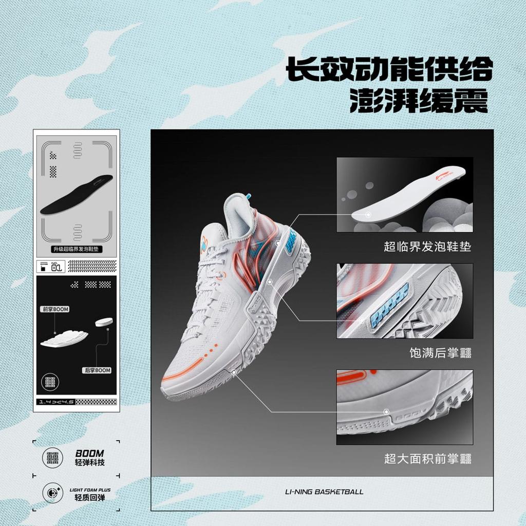 Li Ning Jie Ao Basketball Shoes Men's Low Top Gray ABFU019-10