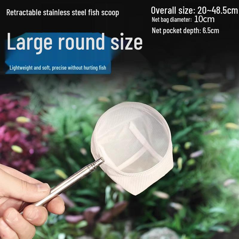 Large Stainless Steel Retractable Fish Tank Scoop Net for Tropical Fish