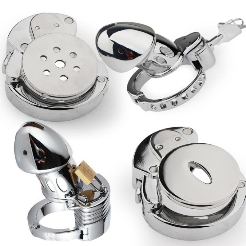 Male Metal Chastity Lock, Sissy Silver Chastity Cage, 6 Positions Adjustable Abstinence Chastity Device, Adult Erotic Products