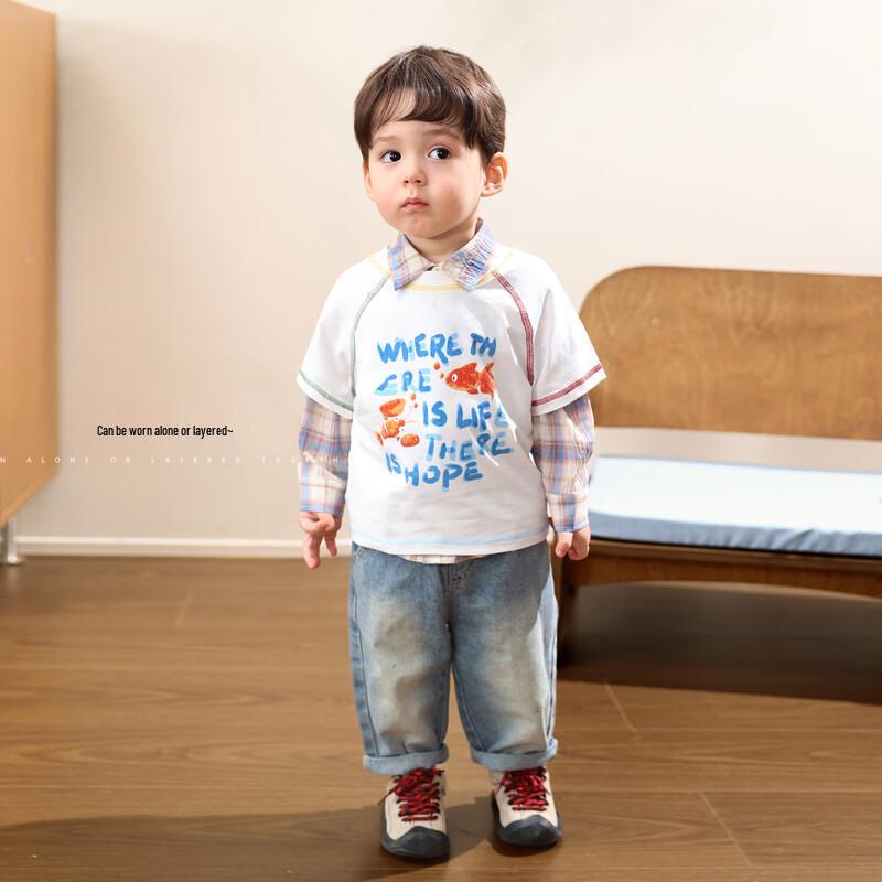 LUSON Baby Boy Cartoon Letter Long Sleeve T-Shirt