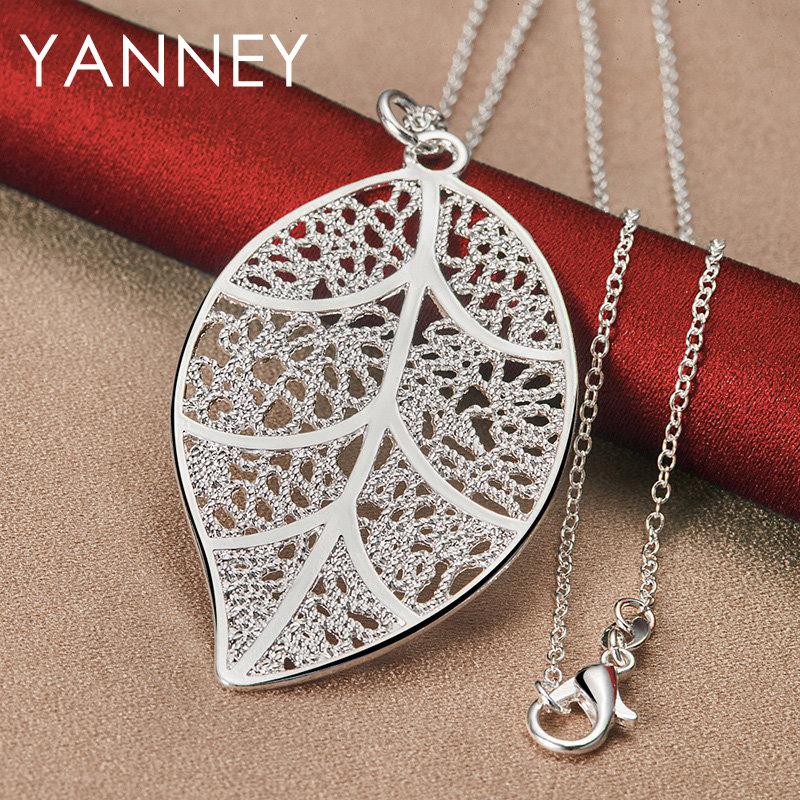 

Charm 925 Sterling Silver 16-30 Delicate Leaf Heart Necklace Women Wedding Gift Elegant Accessory Party 75cm