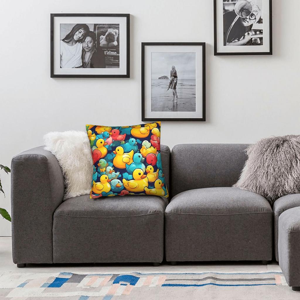 Pillow Case Yellow Rubber Duck Design Pillow Cover For Living Room Bed Chair Novelty Pillowcases