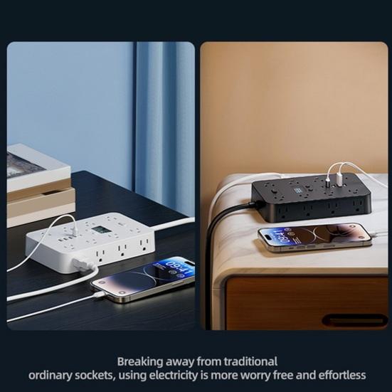 Powerful High Current Socket with Charger Multi-Slot Design 16 AC 3 USB 2 Type-C Fast Charging Socket Charger Combo