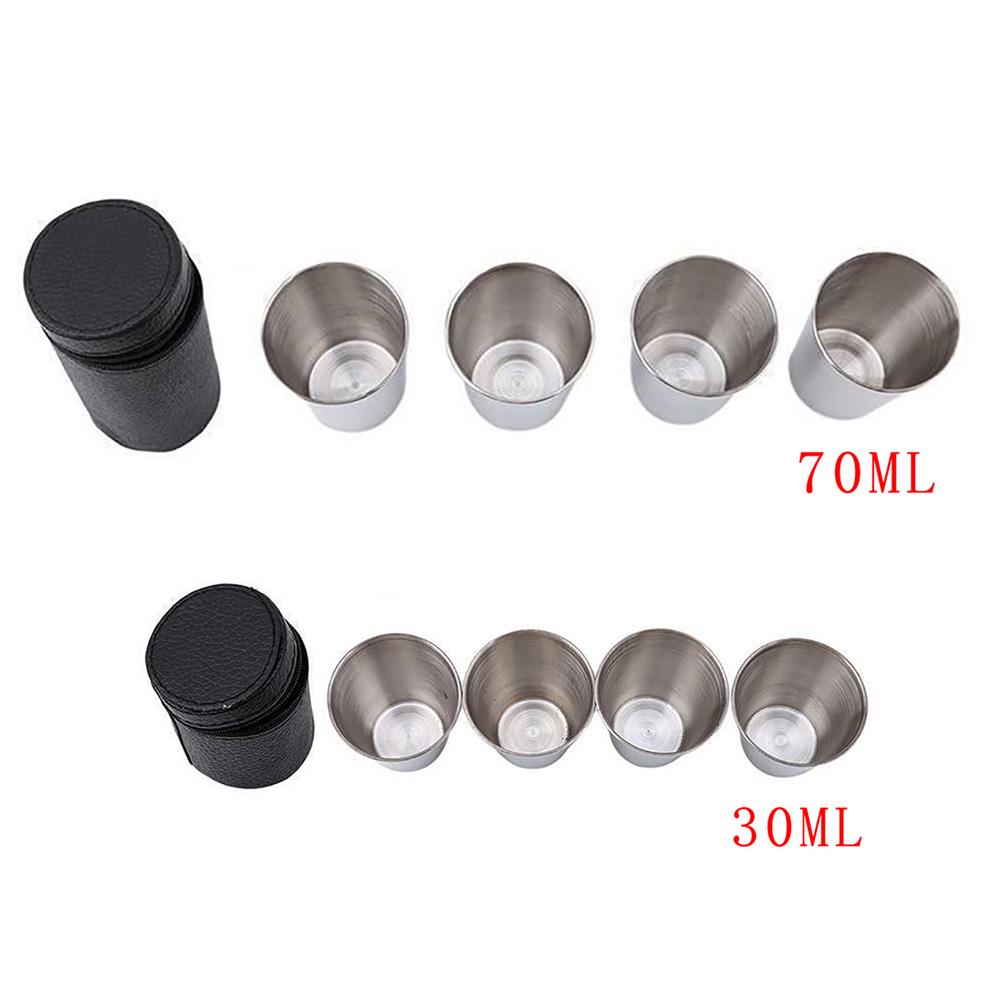 4Pcs/Set Cup Stainless Steel Wine Drinking Shot Glasses With Bag Mug Camping