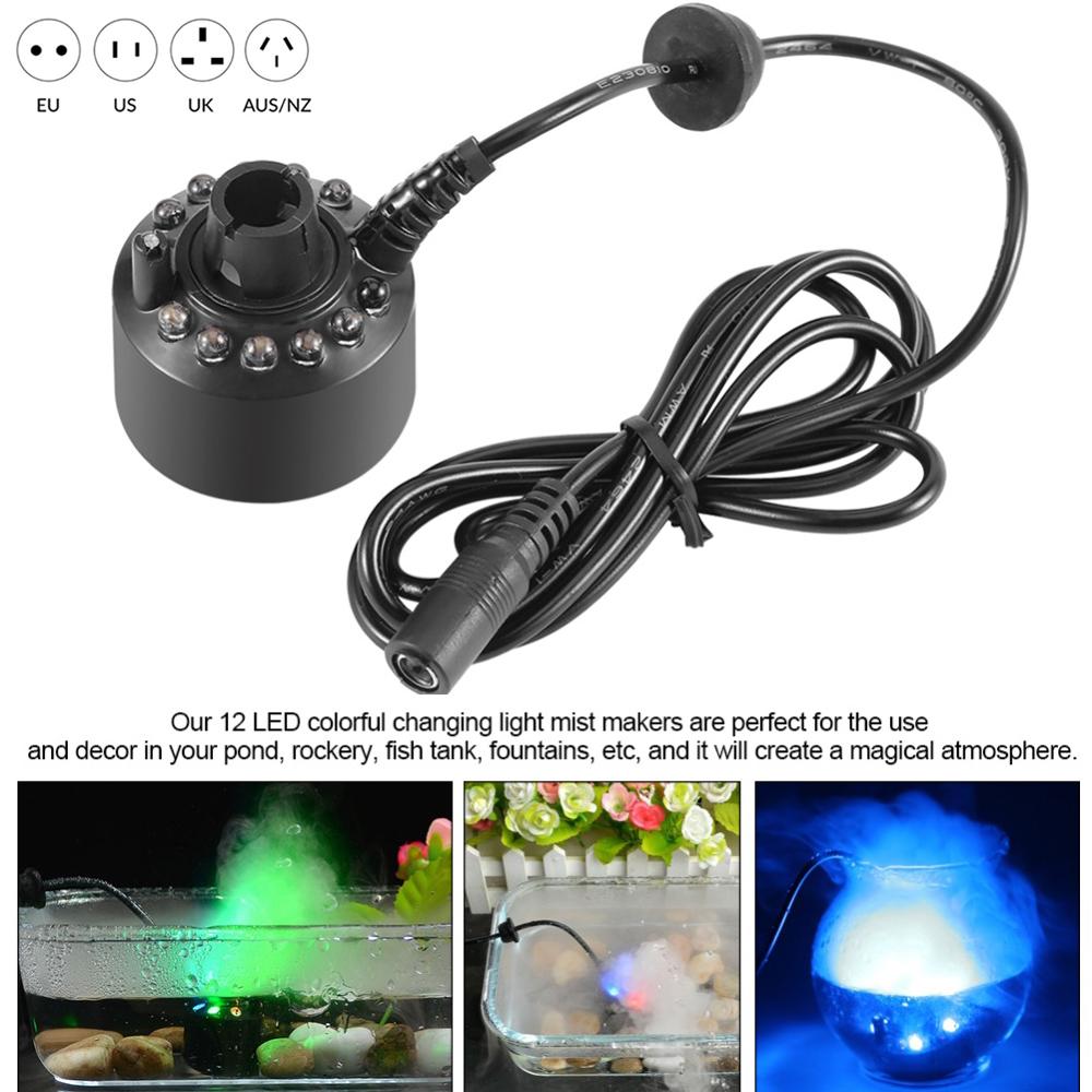 New Mist Maker 12 LEDs Mister Fogger Water Fountain Pond Fog Machine