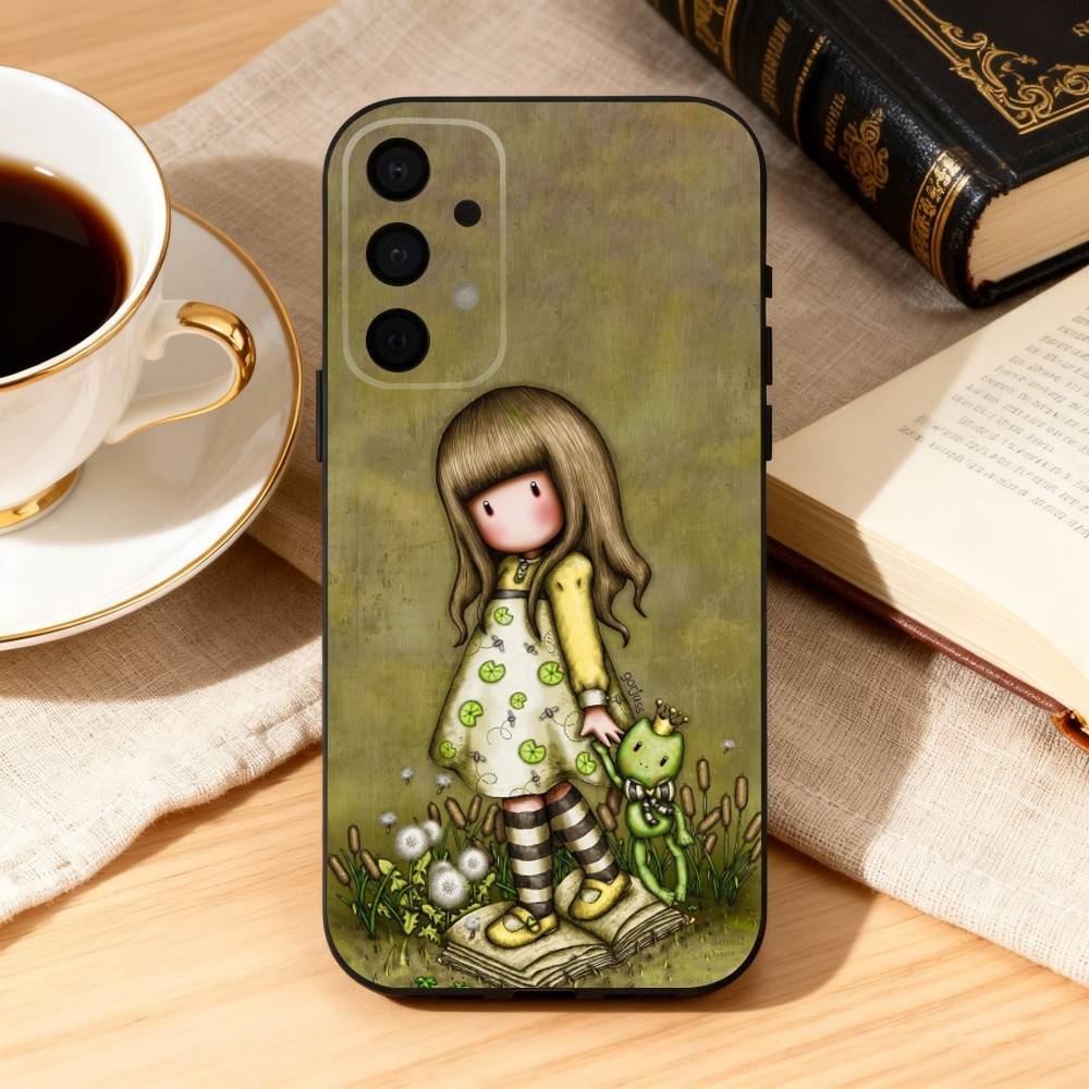 Cute S-Santoro G-Gorjuss Phone Case For Samsung Galaxy A73,A72,A71,A70,A53,A52,A51,Soft Silicone Black Cover