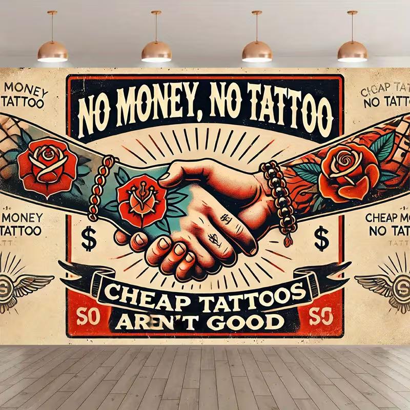 

2D Vintage Tattoo Shop Tapestry, Cheap Tattoos Aren t Good Sign 47.2x31.5inch/120*80cm