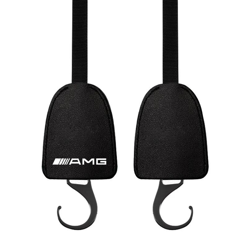 AABIG1 1/2pcs Leather Car Seat Back Hooks Portable Hanging Bag Rack Stickers For Mercedes Benz AMG W204 W213 W205 W211 W212 W176