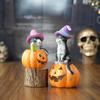 Halloween Cat On Pumpkin Figurine Cute Pumpkin Cat Statue Indoor Resin Sculpture for Shelf Tabletop Bedroom Entryway Decor