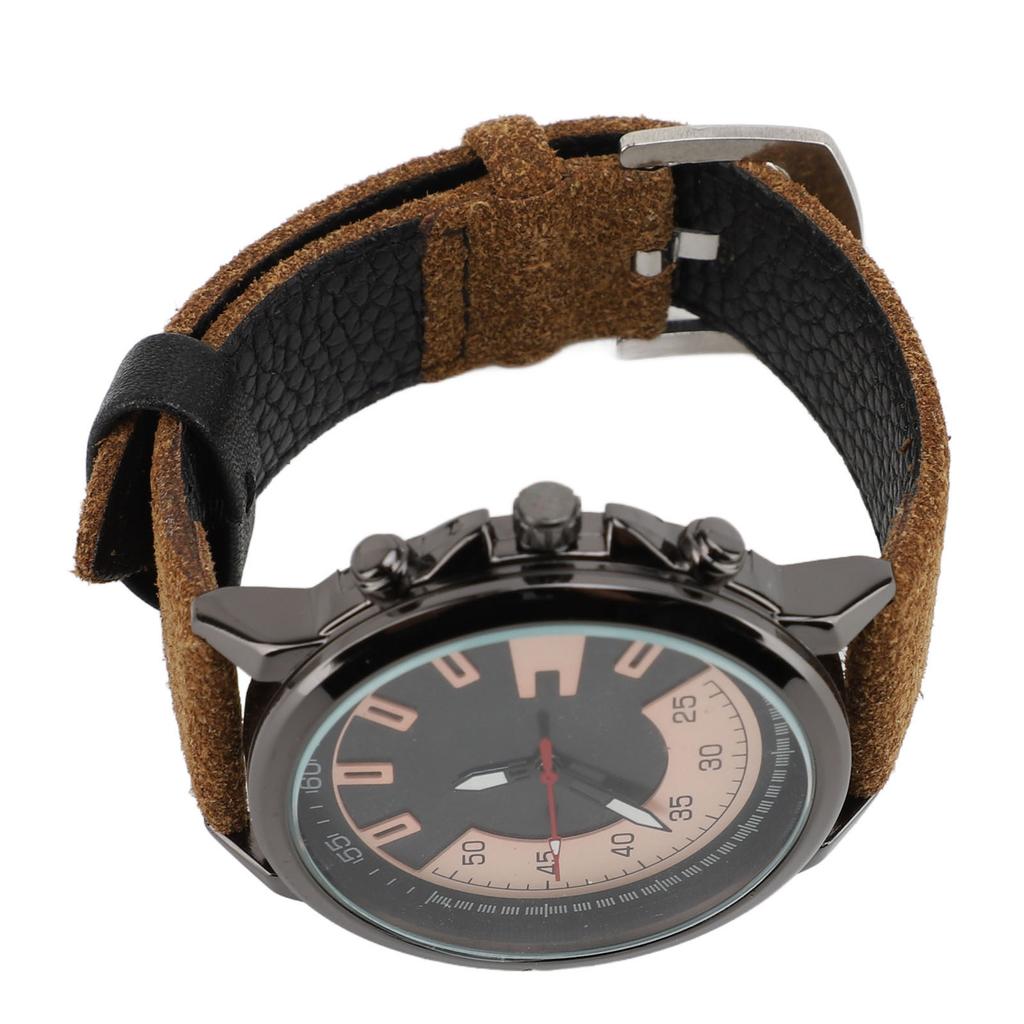 Quartz Men Watch Minimalist Ultra Thin Fashion Casual Quartz Wristwatch with Retro Watch Band for Meeting Business