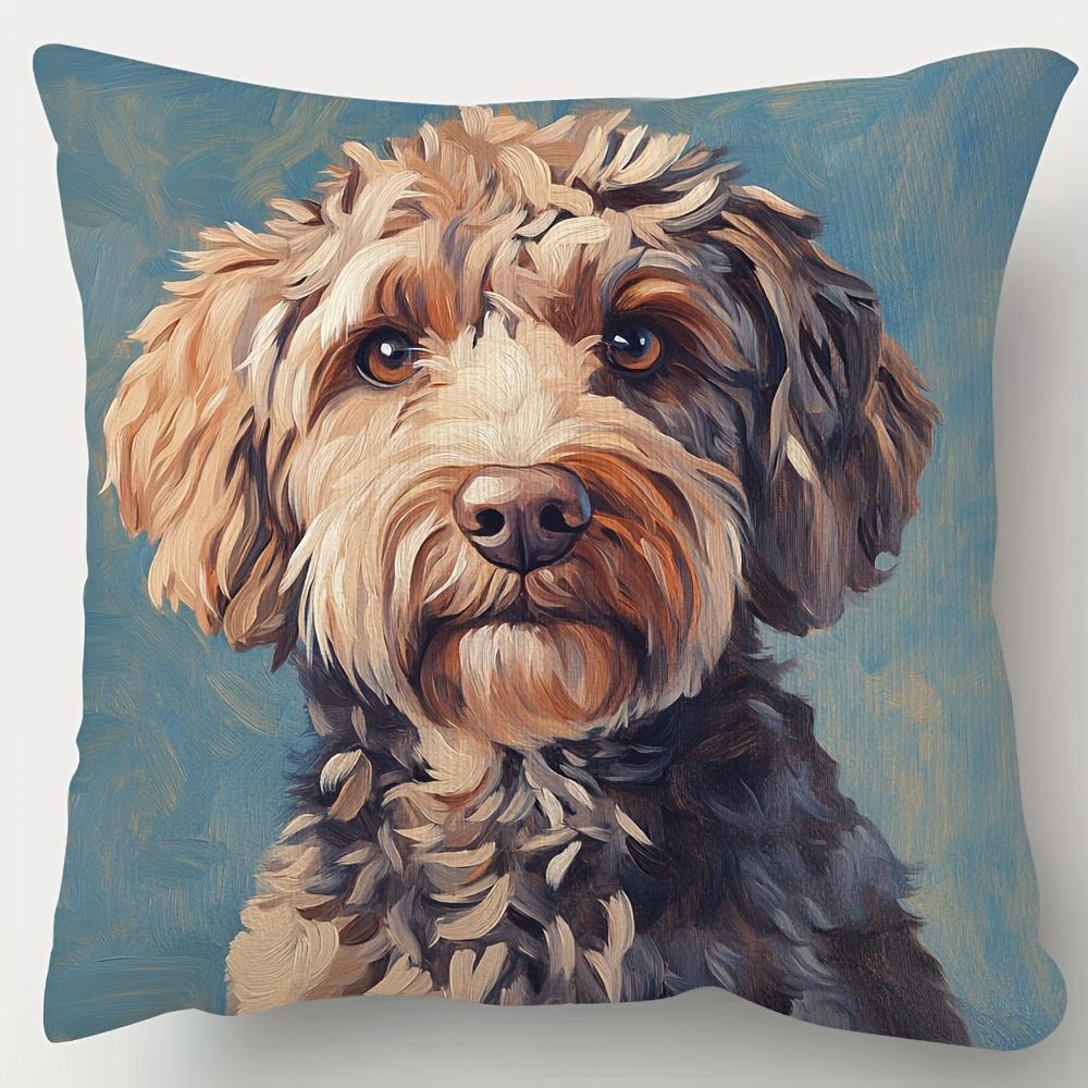 Realistic Dog Portrait Pillowcase Oil Painting Style Pet Cushion Cover Cute Puppy Art Decor for Living Room Bedroom Sofa 40cmx40cm