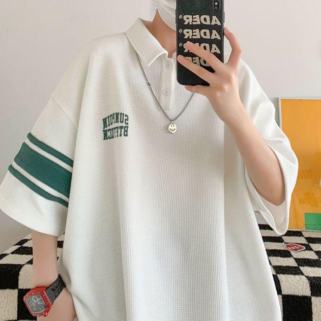 Męska koszulka polo z krótkim rękawem w stylu koreańskim o luźnym kroju