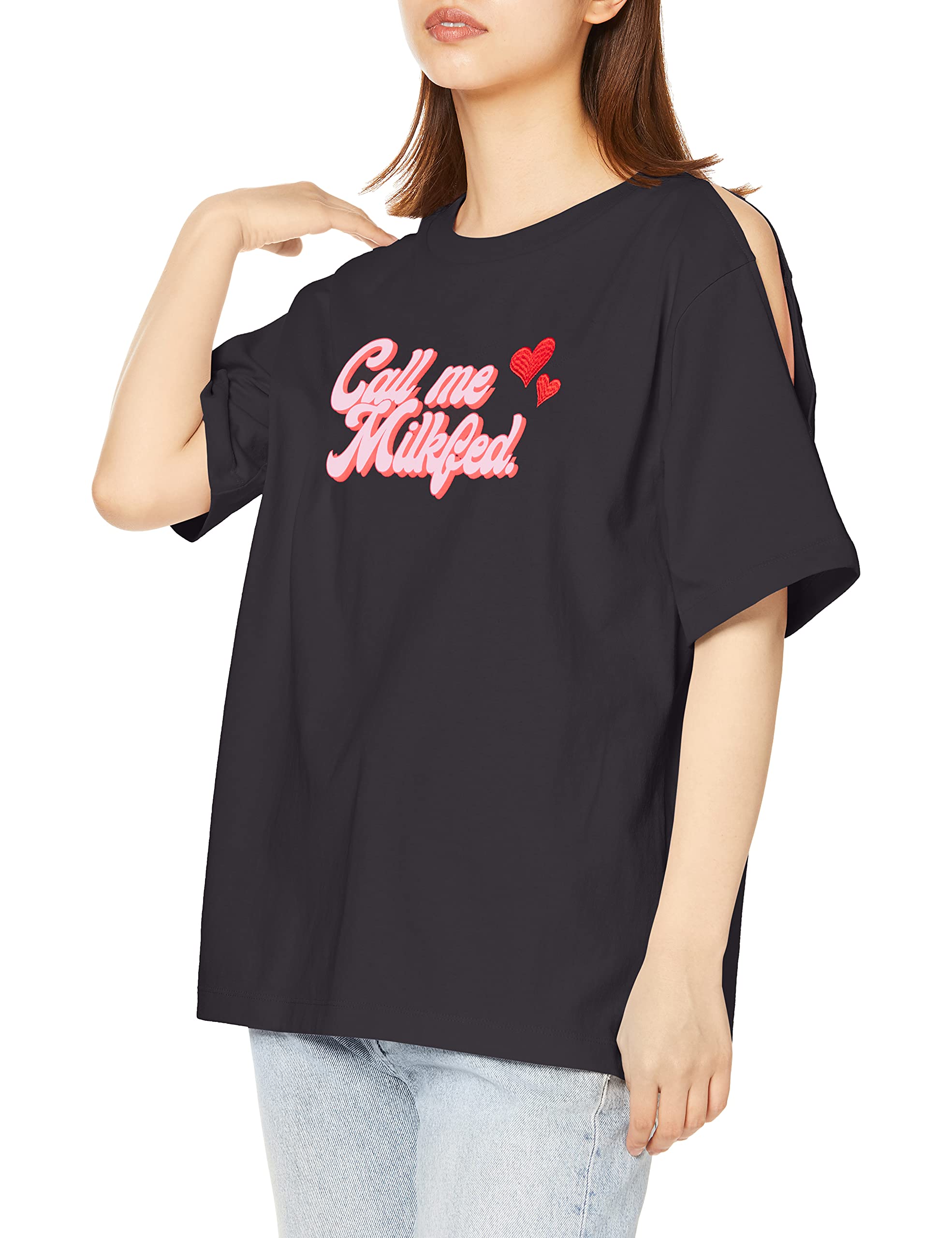 

Milkfed Asymmetric Open Sleeve Top Size 103211013007 Women s T-Shirt, Charcoal,