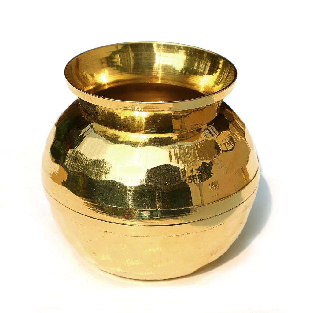 Lota in Ottone Taglio Diamante per Puja | Kalash in Ottone, 1000ml, 1 Pezzo 13,97CM