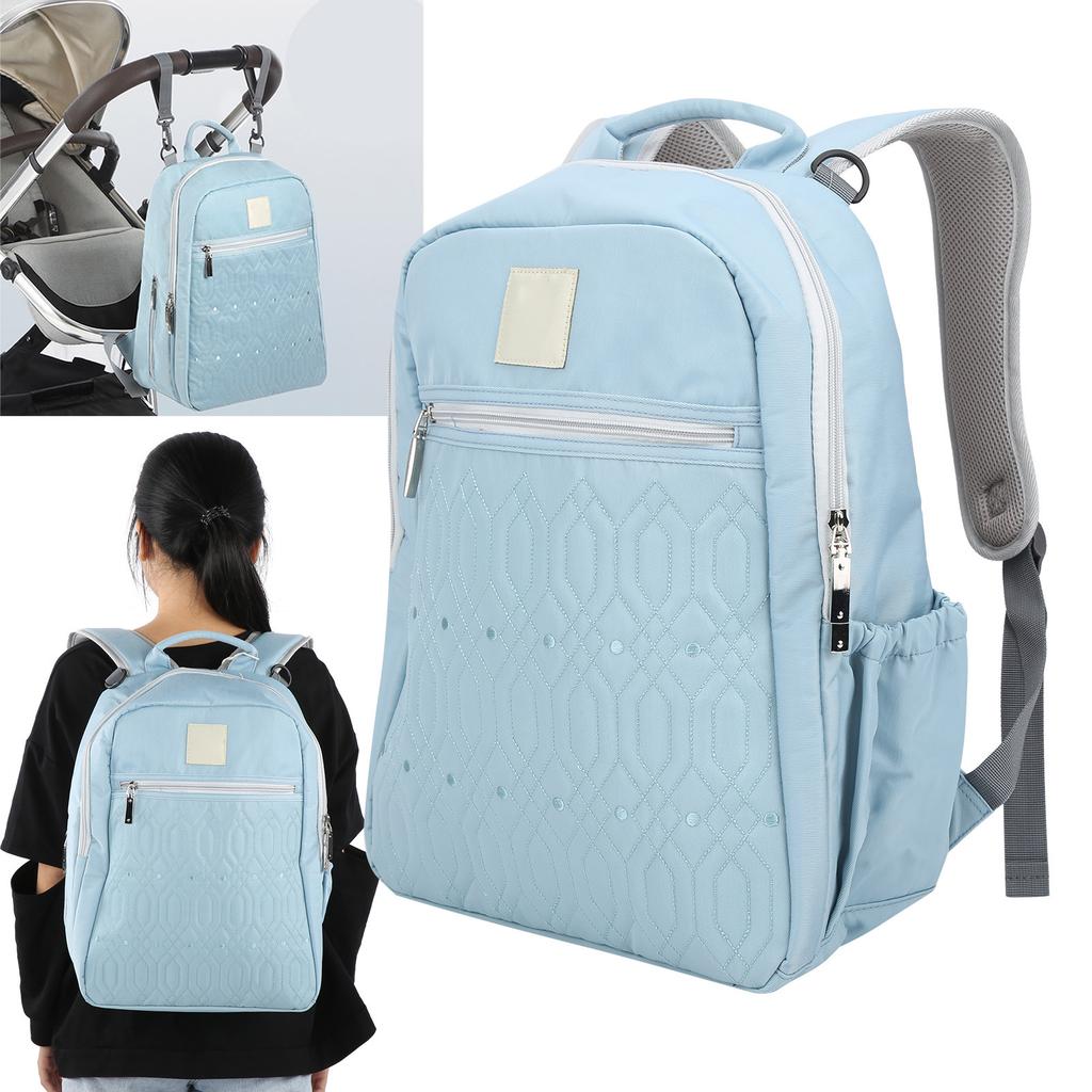 Portable Diaper Bag MultiFunctional Large Capacity Diaper Backpack Waterproof Nappy Bag(Blue )