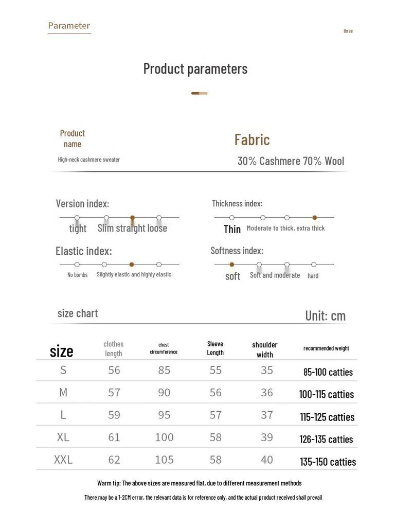 Fanzhen Women's High-Neck Thick Cashmere Blend Sweater